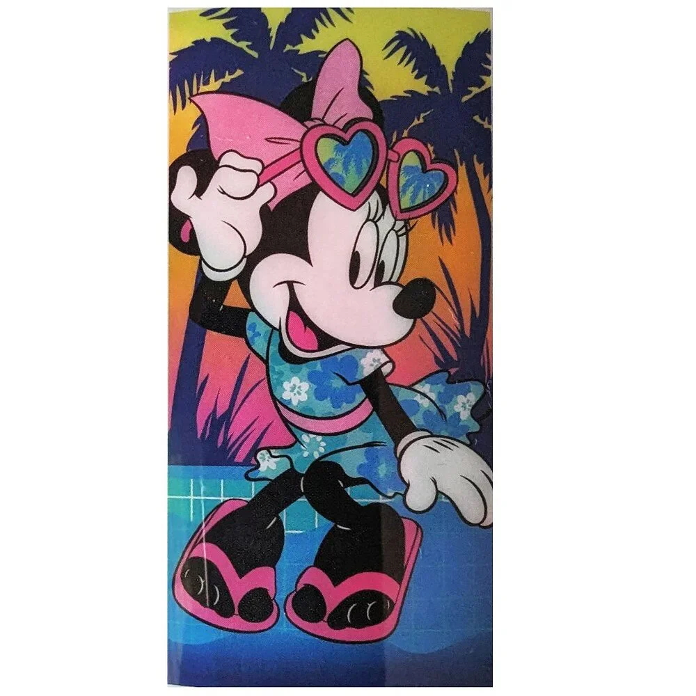 Minnie Mouse Vacation Kids Beach Towel measures 28 x 58 inches